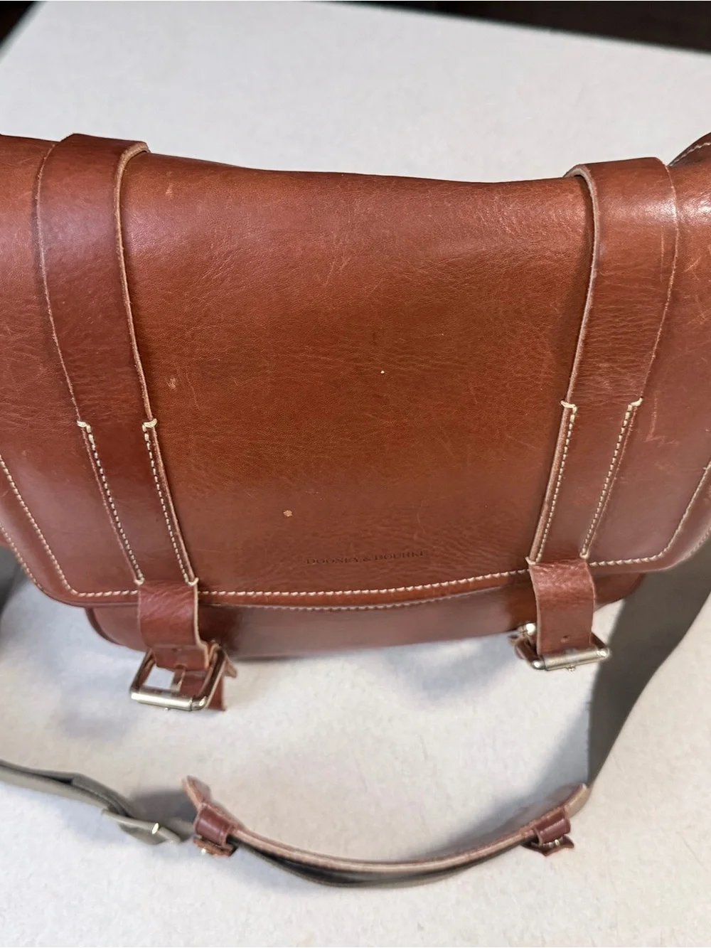 Dooney & Bourke Chestnut Brown Leather Messenger Bag